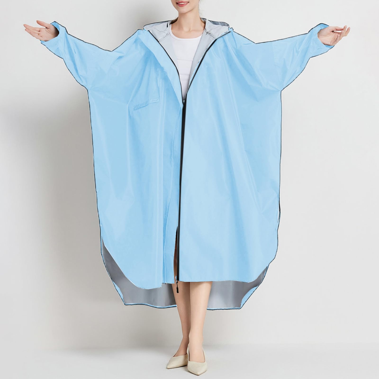 Generico Impermeabile Poncho Unisex Adulti Lungo con Cappuccio in PU Leggero per attività All'Aperto