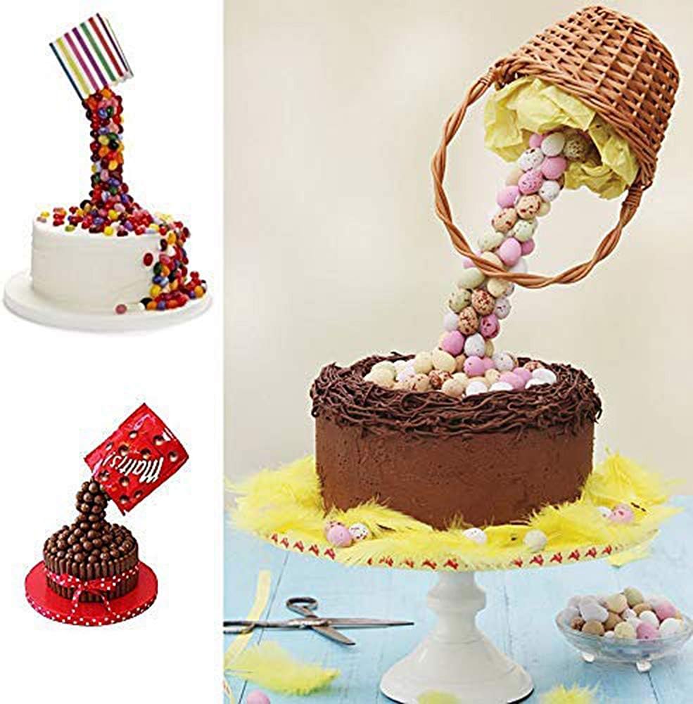 Kikier Anti Gravity Cake Pouring Kit, Cake Stand Support Structure Frame, Reusable Cake Decorating Straws for Birthday Wedding Baby Shower