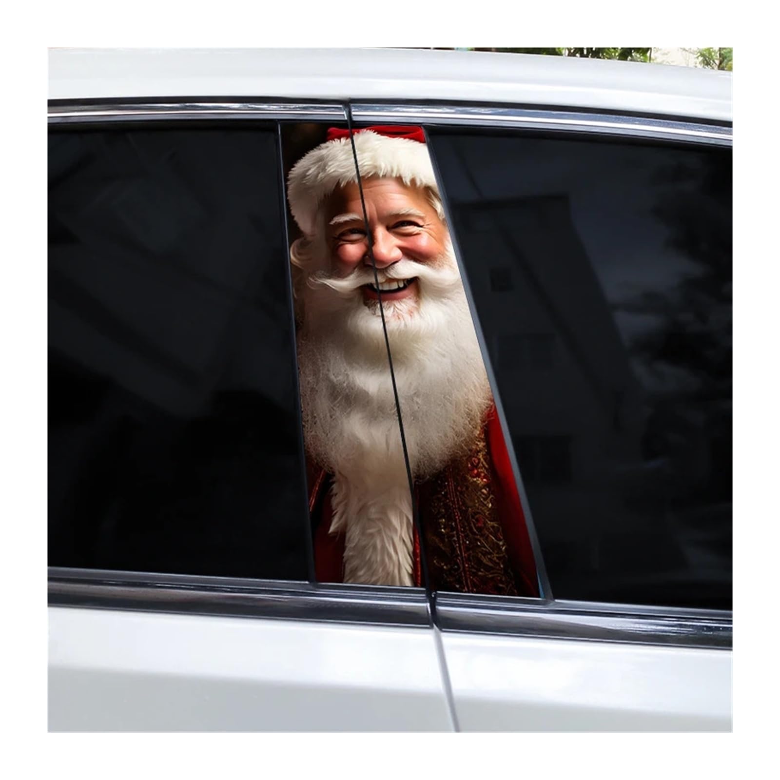 Car Side Decals 2pcs Christmas Kind Interesting Santa Claus Car B-Pillar Sticker Sunscreen Cover Scratches Center Column Decal(Style J)
