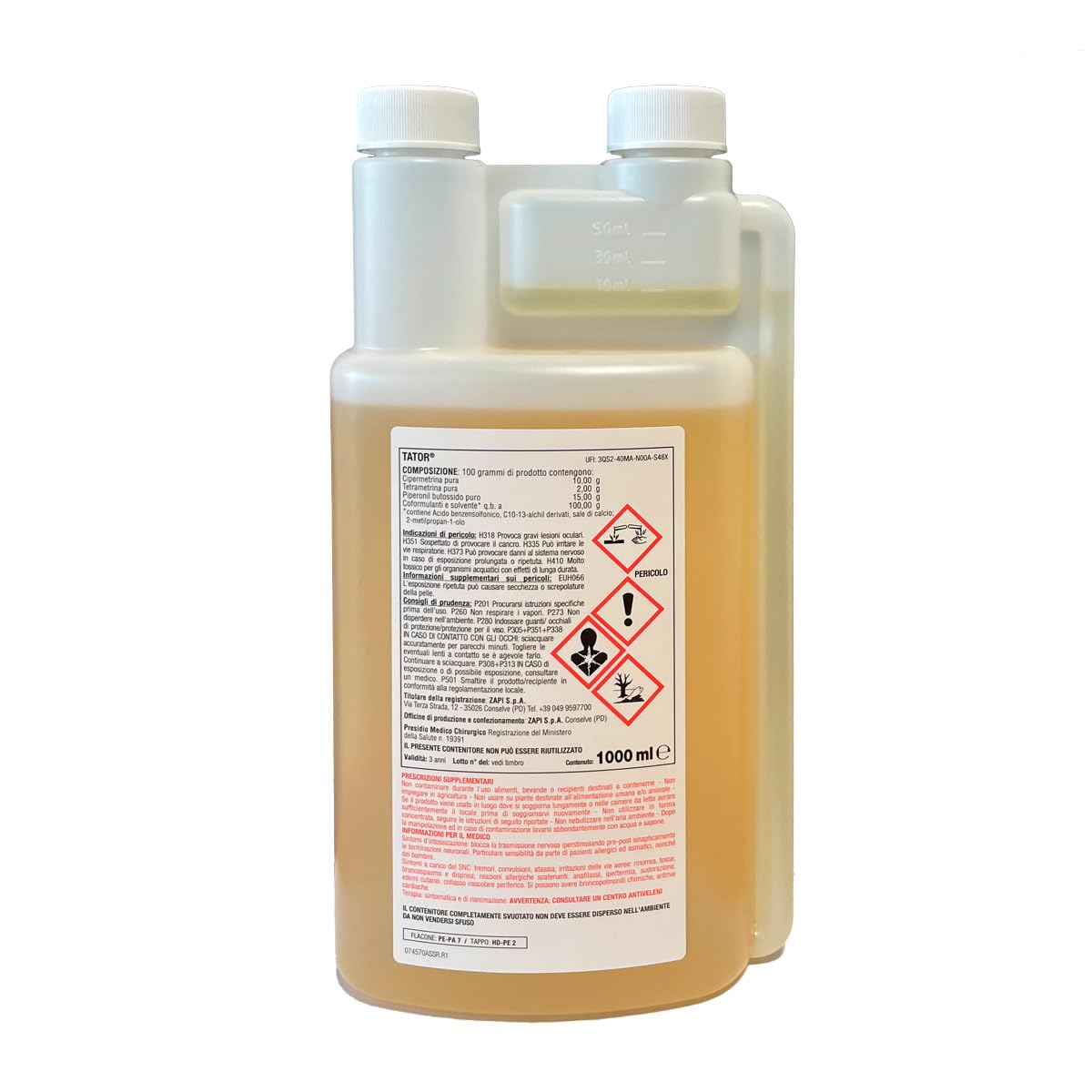 Hygiene System | Zapi Tator BIA Plus Insetticida Concentrato da 1 Litro, per Ambienti Interni ed Esterni – Controllo di Zanzare, Mosche Insetti Volanti e Striscianti