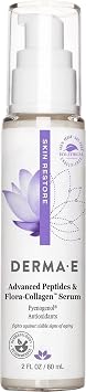 DERMA E Advanced Peptides & Flora-Collagen Moisturizing Face Serum, 2 Fl Oz | Firming serum for face to reduce appearance of fine lines & wrinkles, boost skin elasticity, nourish & plump skin