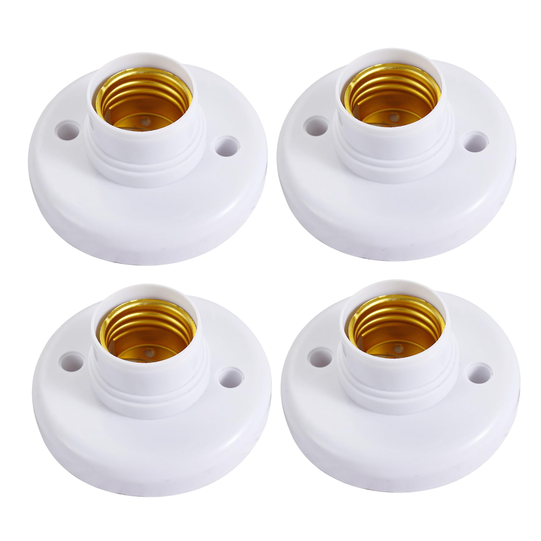 Hperu Light Bulb Socket, 4Pcs E27 Round Plastic Lamp Holder for Wall Ceiling Fixture - Lamp Holder