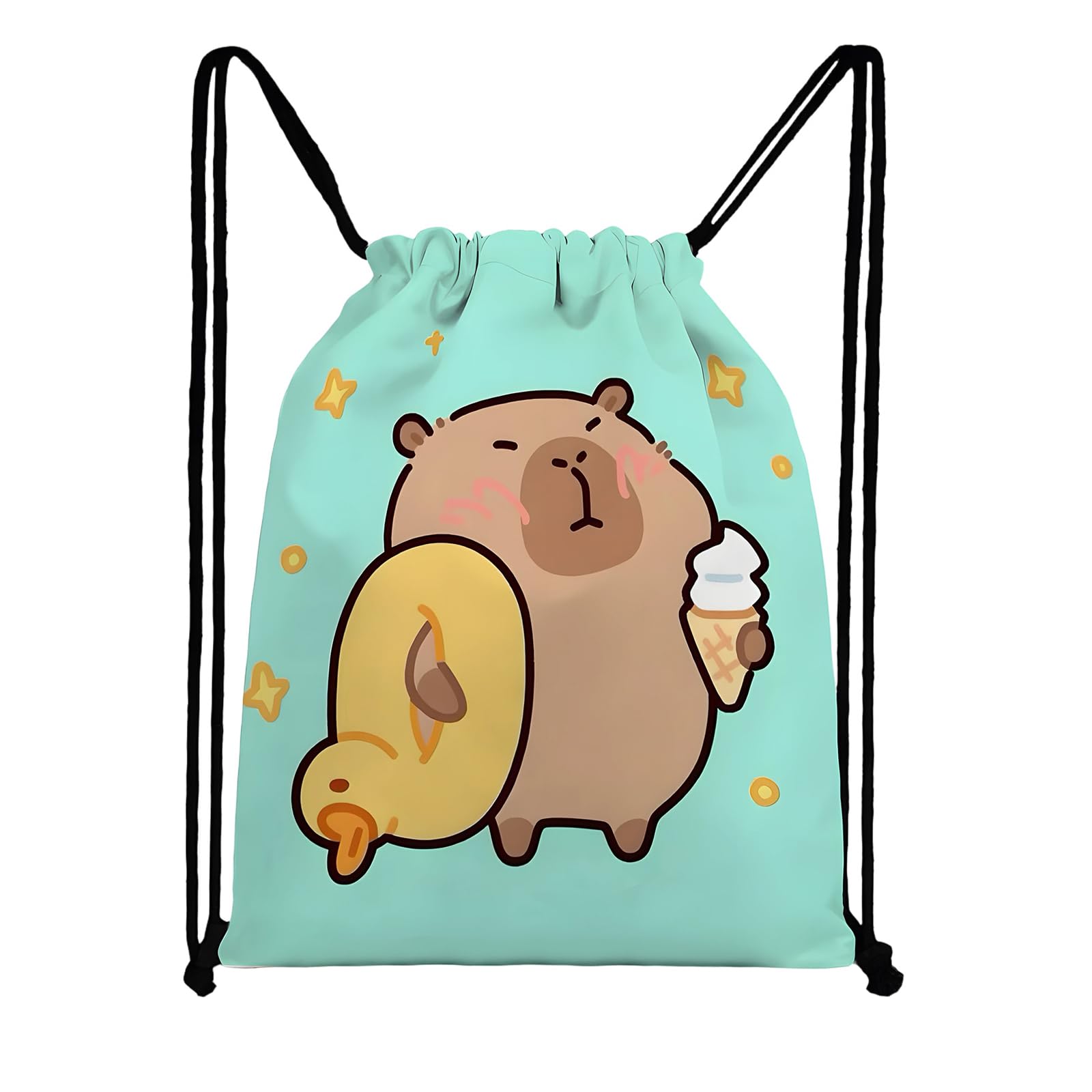 Wvbzf Capybara Bag, Swimming Bag for Pool Activities, Drawstring Bags with Waterproof Feature, Convenient Swimming Bags for Kids, Compact Swim Bag for Storage