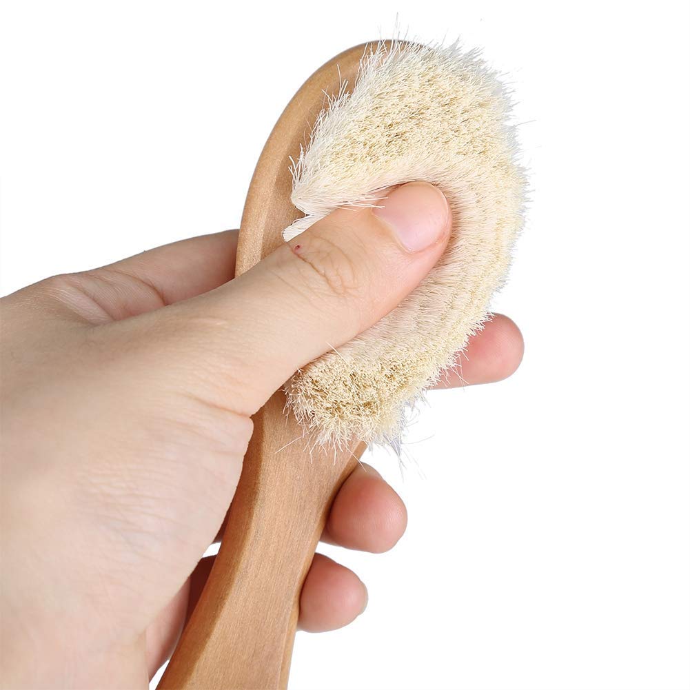 Peigne naturel en cheveux de chèvre, doux soin massage tête bébé avec manche bois pour brossage nourrisson