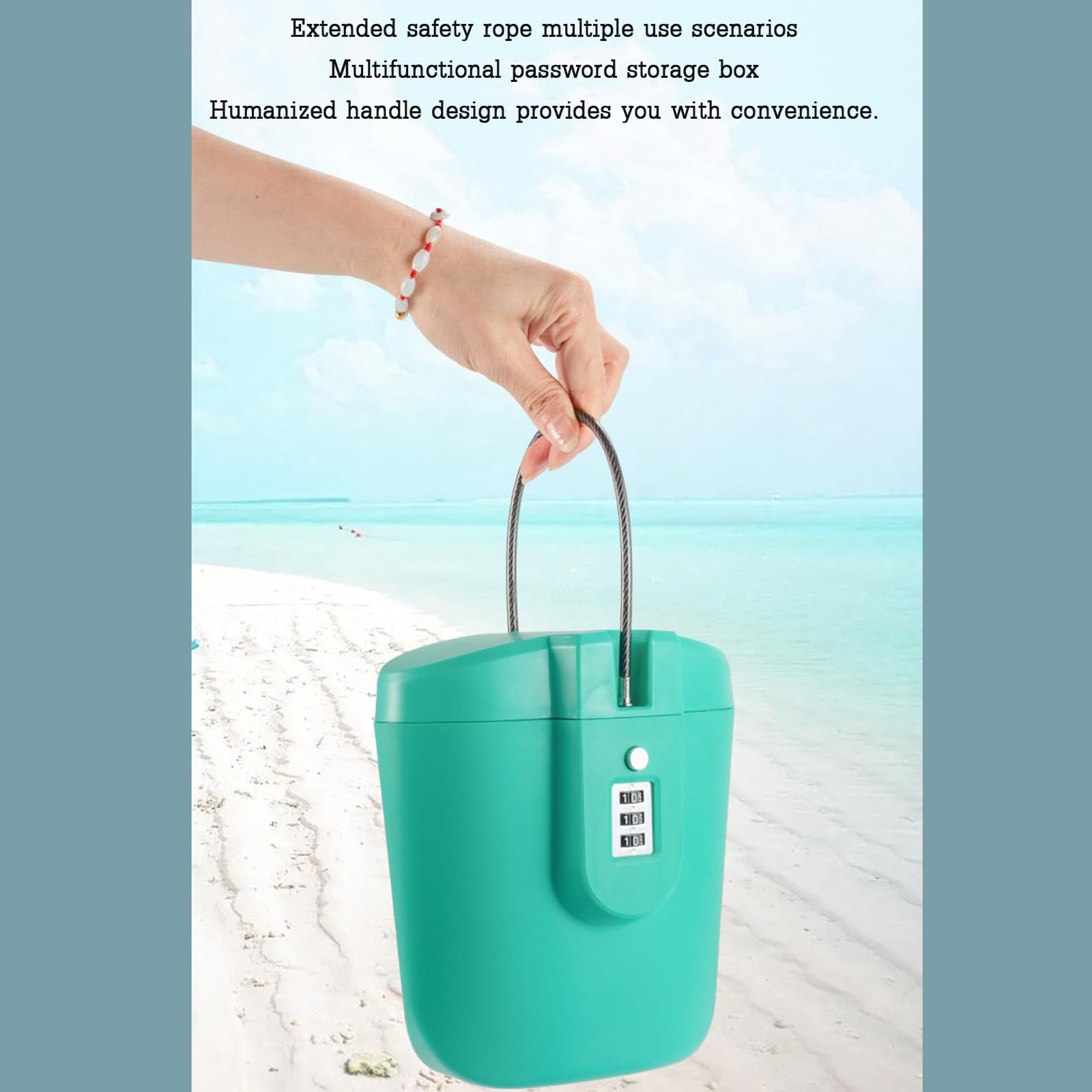 Passwortbox Tragbare Aufbewahrungsbox Aufbewahrung Tragbare Mini-Wertsachen Strand Passwortbox Outdoor-Aufbewahrungsbox,Blue Baumarkt