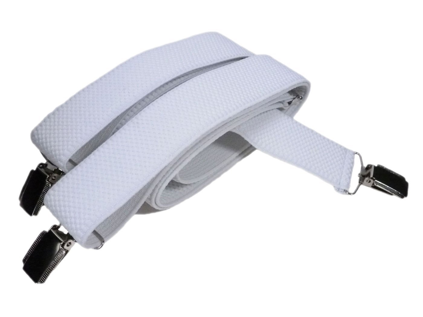 Olata Men's White Extra Long Xxl Fully Adjustable Clip On Braces/Suspenders, 3.5Cm
