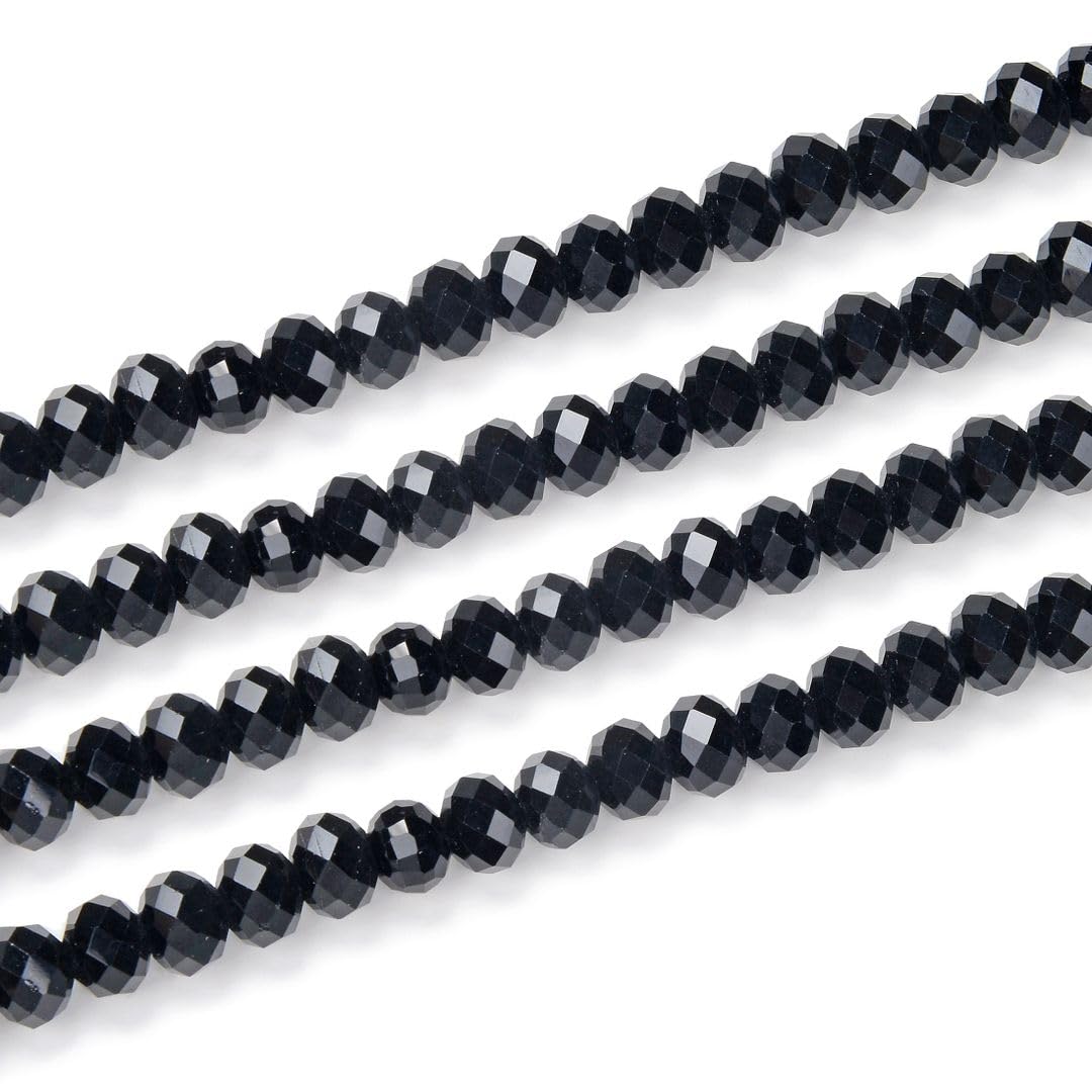 200pcs Czech Faceted Rondelle Crystal Glass Beads 6mm Bulk Jet Black