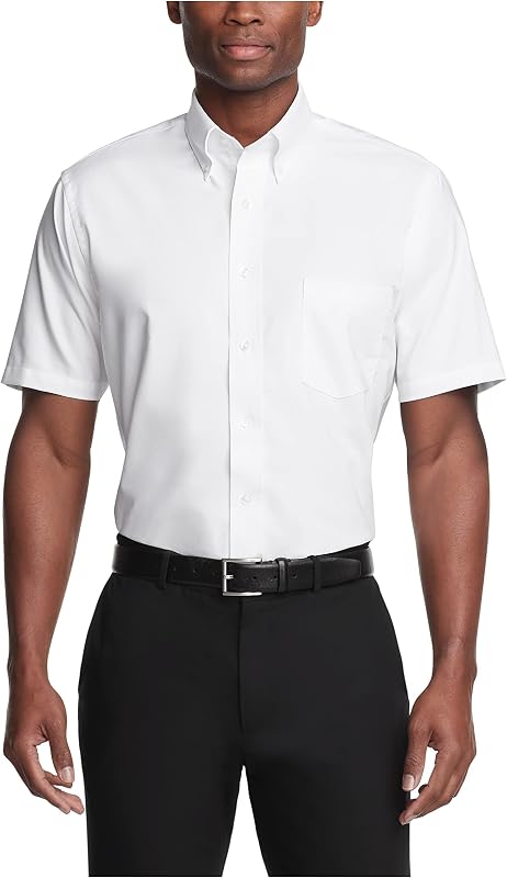 Van Heusen Camisa de Vestir de Manga Corta para Hombre Ajuste Regular Oxford Sólido