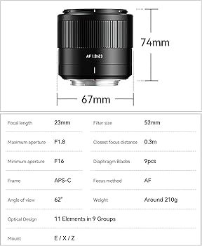 TTartisan AF 23mm F1.8 Prime Lens for Fuji X Mount, APS-C Lens for TTartisan AF 23mm F1.8 Prime Lens for Fuji X Mount, APS-C Lens for