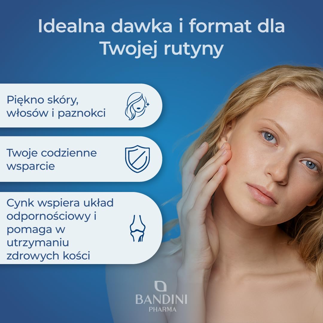 Bandini® Zinc Bisglycinate 400 tabletek (zapas na 13 miesięcy), wysokodawkowy wegański suplement diety, czysty cynk dla skóry, włosów, paznokci, wzroku i układu odpornościowego, wysoce przyswajalny