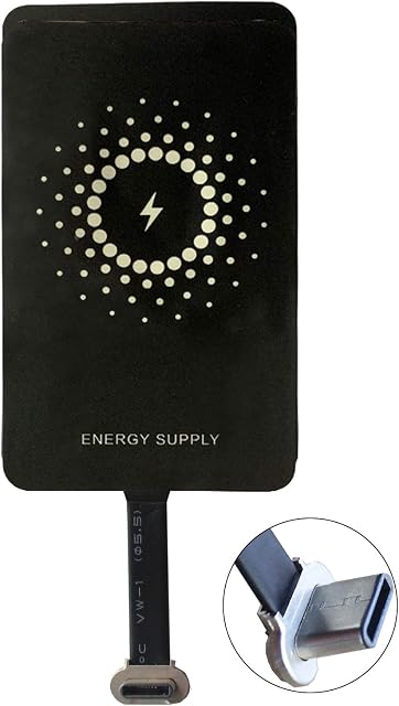 MyMAX  Super Fast 1300mA Magic Tag Type C Qi Wireless Charging Receiver and Adapter for Google Pixel, Samsung, Huawei, LG, Sony, Motorola, Nokia, HTC and other USB-C Android Phones (Model: M1300)