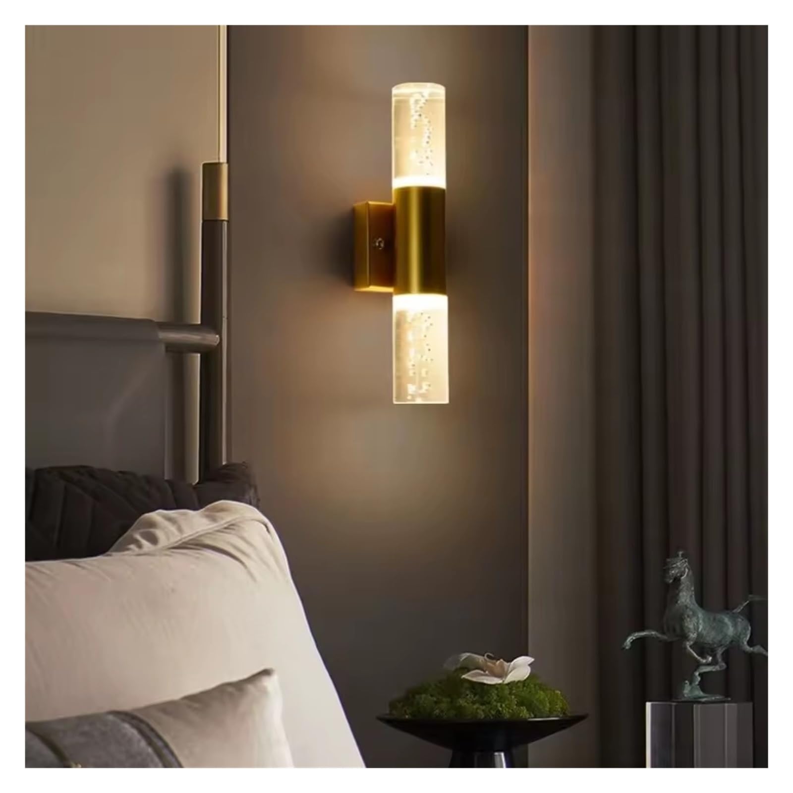 Nowoczesne kryształowe kinkiety LED Bubble Crystal do łazienki, toaletki, salonu, sypialni, srebrne kinkiety, oświetlenie dekoracyjne do wnętrz, połyskujące, złoto-białe świa,Gold-White light