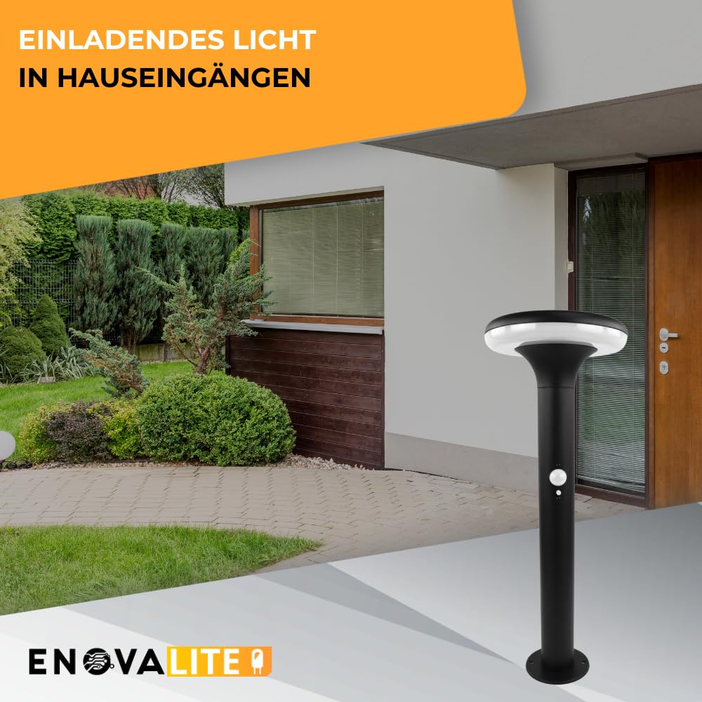 2er Set Solar Wegeleuchte mit Bewegungsmelder - 3 Lichtmodi - 3000K Warmweiß - IP54 wetterfest - Aluminium - runde LED Außenleuchte Pollerleuchte Garten Terrasse