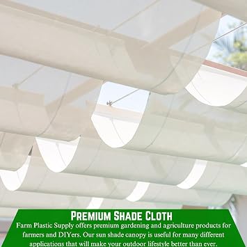 Farm Plastic Supply - White Shade Cloth - 50% - Mesh Fabric for Fence Privacy Screen, Garden Shade, Mesh Fence Screening, Shade Cloth Rolls, Wind Screen, White Shade Cloth (6' x 10')