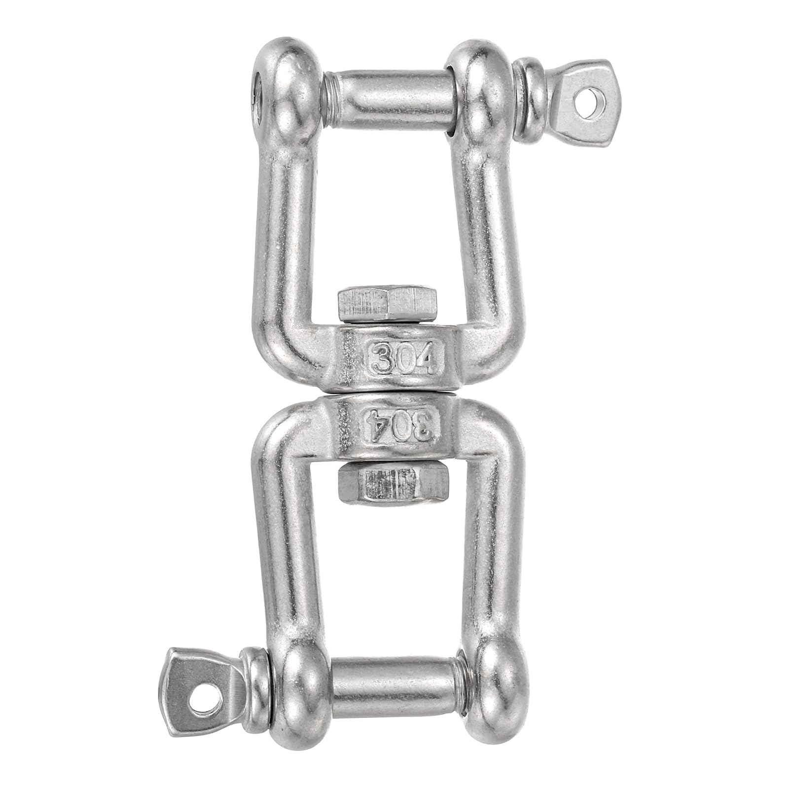 PATIKIL Double Ended Swivel Hook, (M8), 304 Stainless Steel Jaw to Jaw Swivel Shackle Ring Connector, Suit for Marine/Tree Swing/Hammock Chair/Gardens/Outdoor Activities