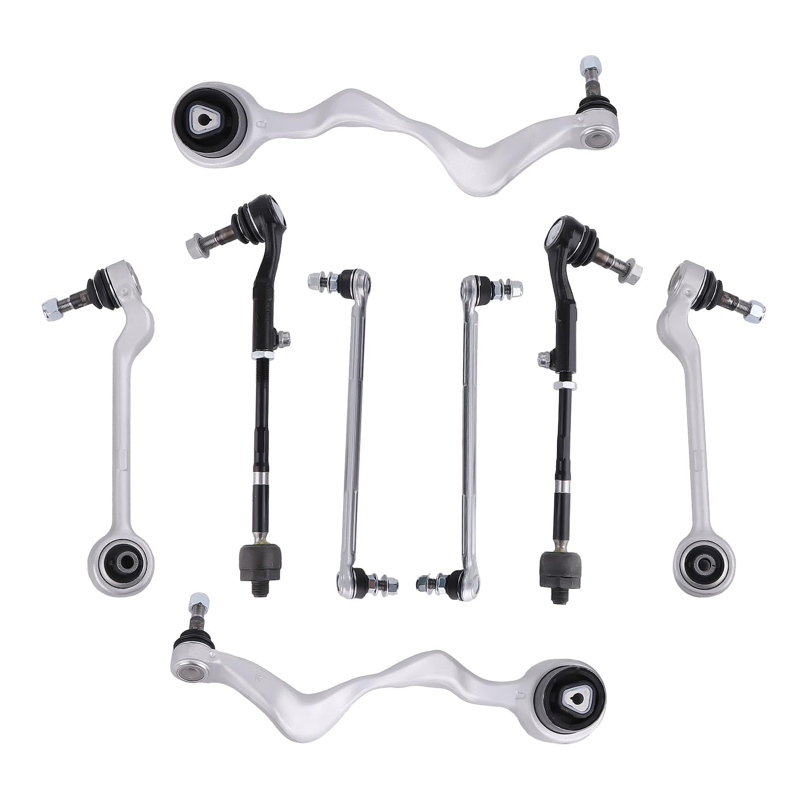 maXpeedingrods Kit de 8 bras de suspension avant pour BMW Série 1 et Série 3 E81 E82 E87 E88 E90 E91 E92 E93 : bras de suspension, biellettes triangulaires, barres stabilisatrices, avant
