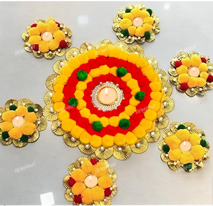 Divyakosh Yellow Theme Rangoli Mats for Home Decoration,Set of 7, Home Decorative Diya, Diwali Gift Diya,Deepak, Candles, Home Decoration Tea Light Diya. (B0BDW193Q2) Amazon Price History, Amazon Price Tracker