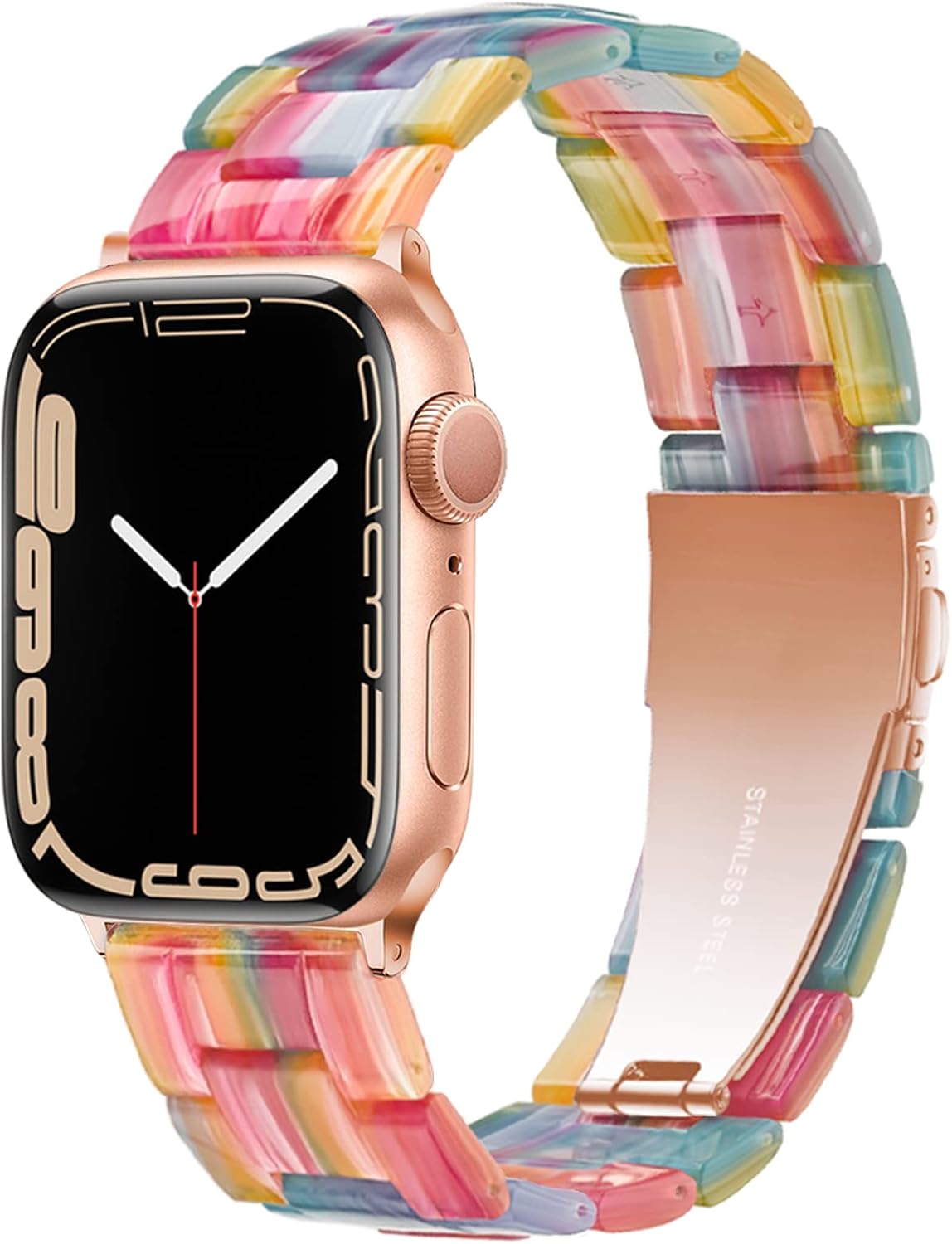 Light Apple Watch Band - Fashion Resin iWatch Band Bracelet Compatible with Stainless Steel Buckle for Apple Watch Series 7 Series 6 Series SE Series 5 Series 4 Series 3 Series 2 Series 1