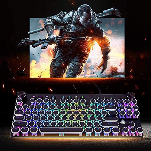 GEEKLIN - Tastiera meccanica per videogiochi con 87 tasti retroilluminata con USB, tastiera cablata per Windows PC gamers