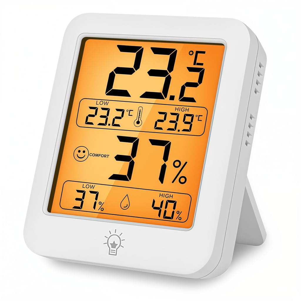 HASTHIP® LCD Magnetic Digital Thermo-hygrometer Desktop Electronic Thermometer Hygrometer with Kickstand, 5s Auto Update, Touch Control Backlit Design, High Precision Thermo-hygrometer, 73x61x19mm-image-8