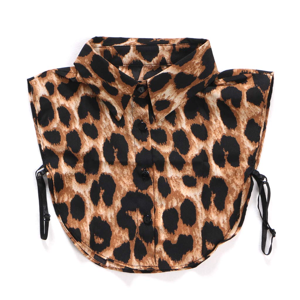GUMEI Women Lady Fashion Leopard Print Fake Collar Chiffon Neck Collar Blouse Accessories