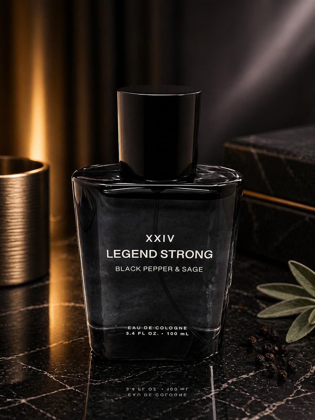 XXIV Legend Strong Eau de Parfum for Men – 3.4 FL OZ / 100 ml – Long-Lasting Masculine Scent with Black Pepper & Sage – Bold, Confident & Timeless Fragrance