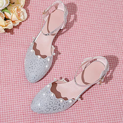Little/Big Kid Girls Sandals Low Heel Dress Close Toe Sandals Flower Wedding Party Toddler Girl Slip on4