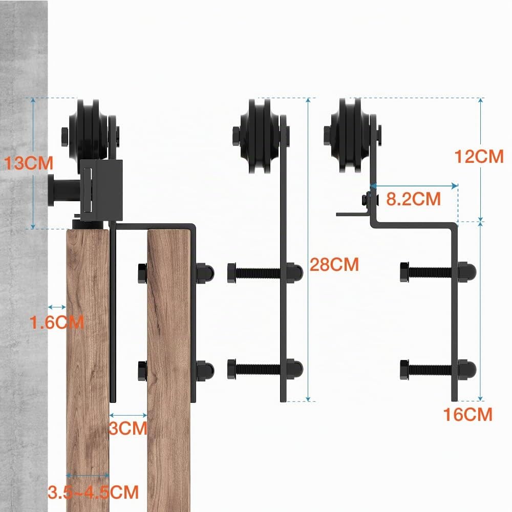 WINSOON Rail Porte Coulissante Systeme 6.6FT/200CM Interieur avec Rail | Bypass Double Portes Interieur Rail, Facile à Installer, Forme J, Sans porte