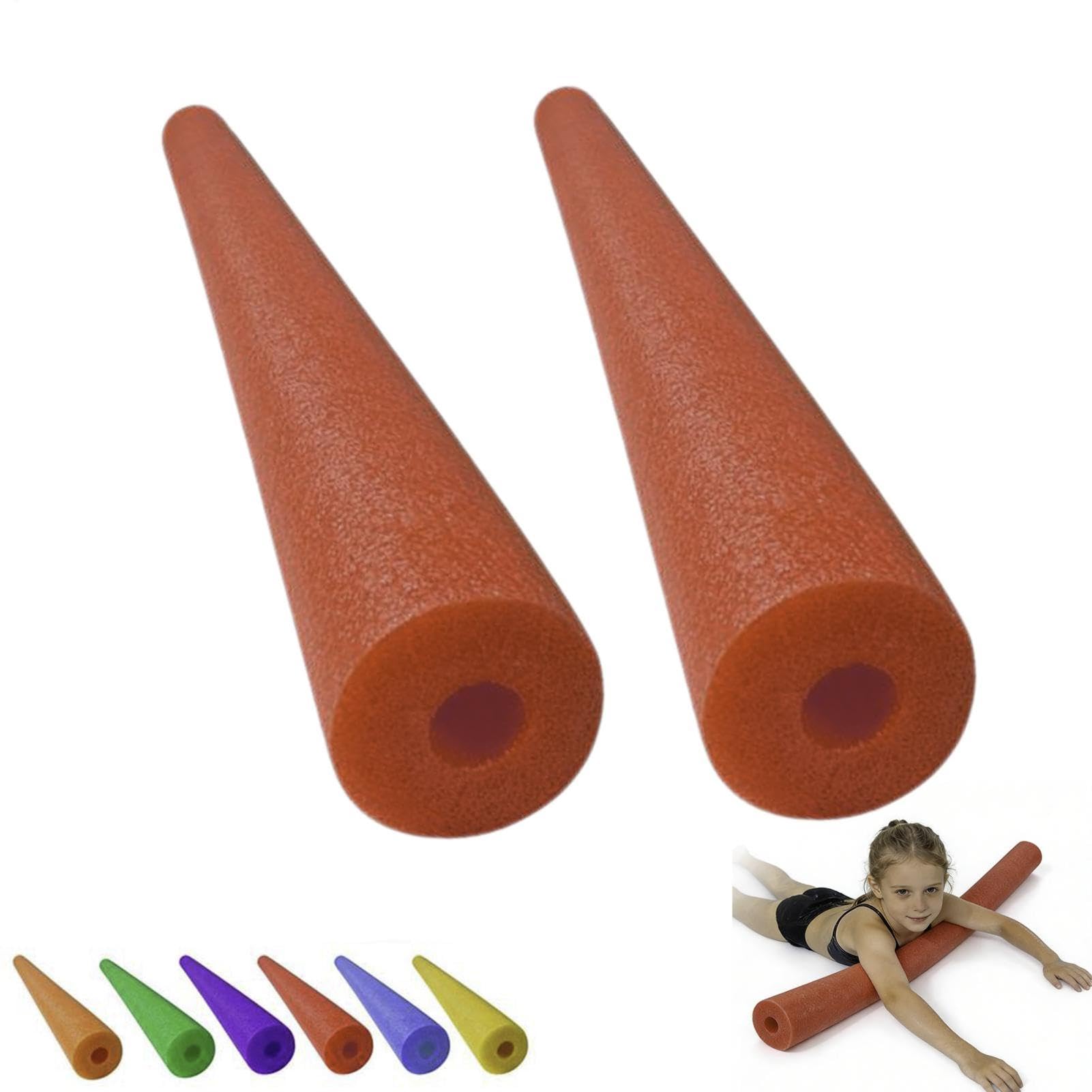 2PCS Pool Noodles With Hole, Foam Swimming Noodles For Kids Adults, Flexible Noodle Foam Tube, Pool Noodle Floats Toys, Swimming Aid For Beginners Learing Training, Party, Beach, Yard(Red)
