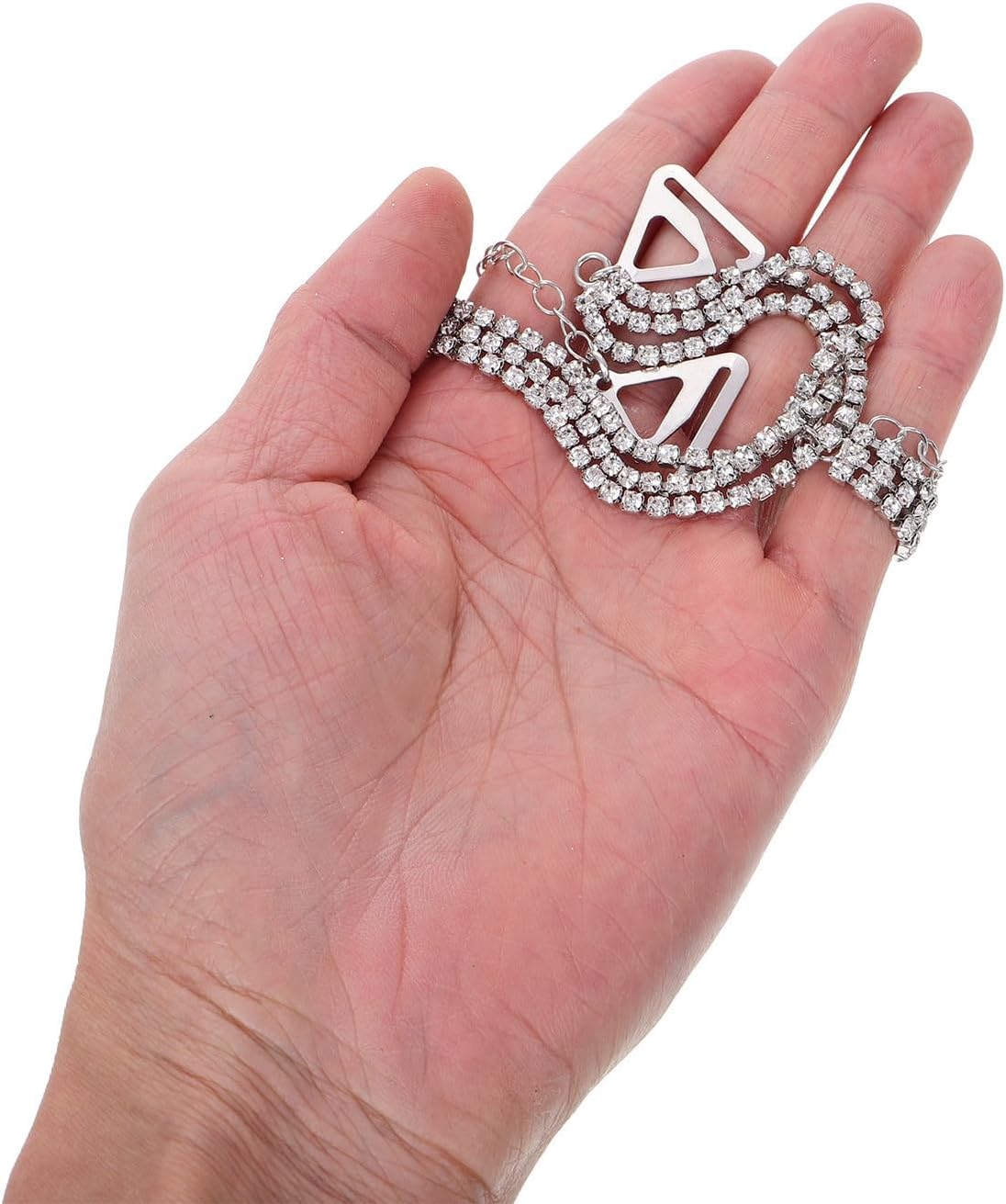 Silver Rhinestone Metal Bra Straps Adjustable Three Row Women image 3