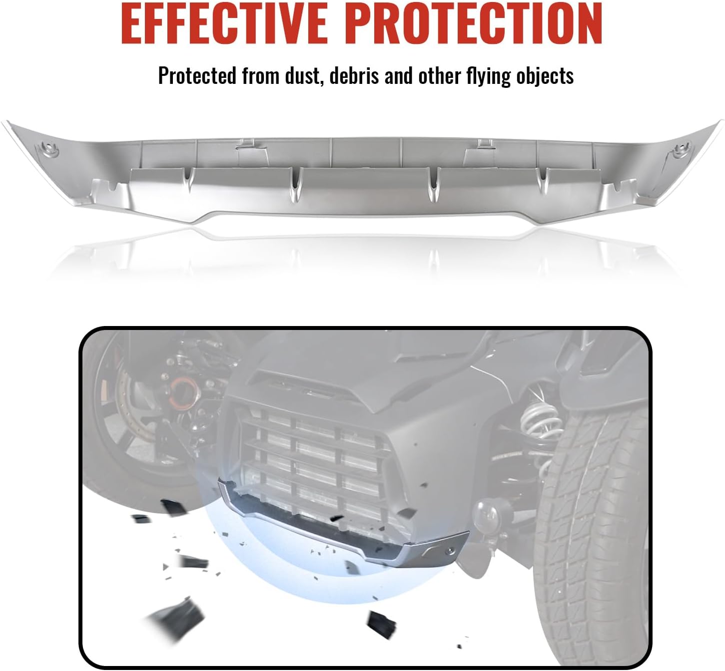 Front Radiator Protector for Can-Am Ryker, Plastic Lower Bump Lip Protector Skid Plate for Can Am Ryker 900 600 Sport & Ryker Rally Edition All Models Accessories(1PC, Replace #219400999)