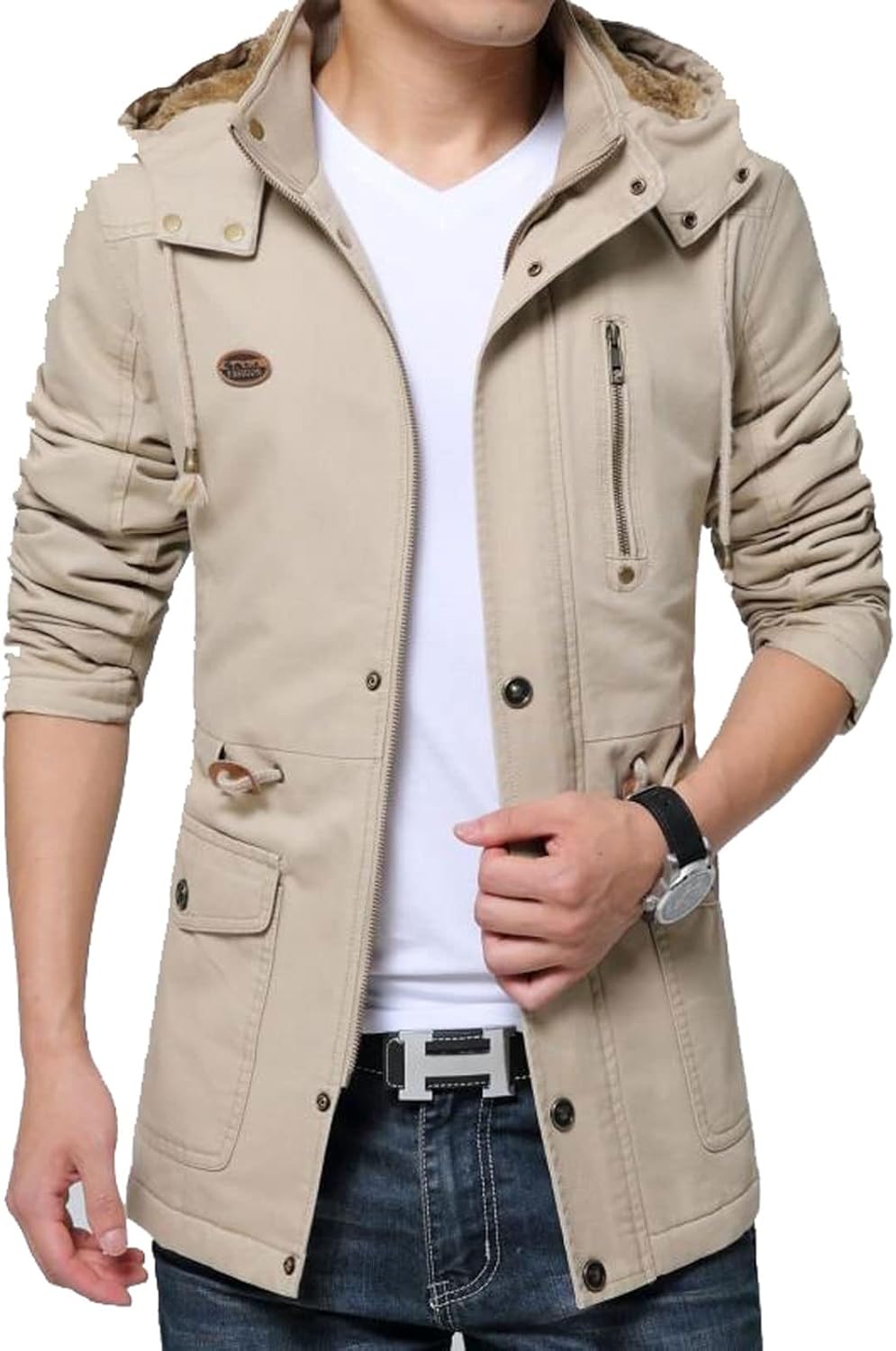 KNFUT Men's Trench & Rain Coats， Casual Loose Autumn Winter Men Trench