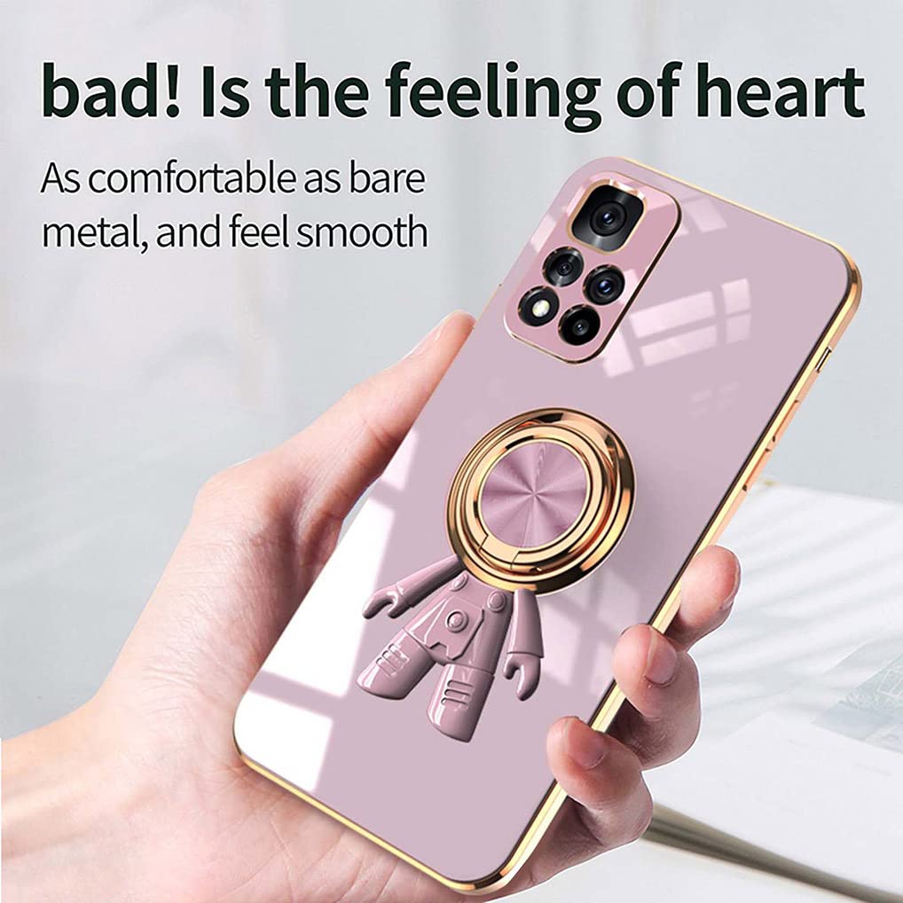 SEAHAI Custodia Per Xiaomi Redmi Note 10 Pro, Cover In Silicone TPU Con Placcatura Astronauta E Anello Porta/Supporto Magnetico, Verde Scuro