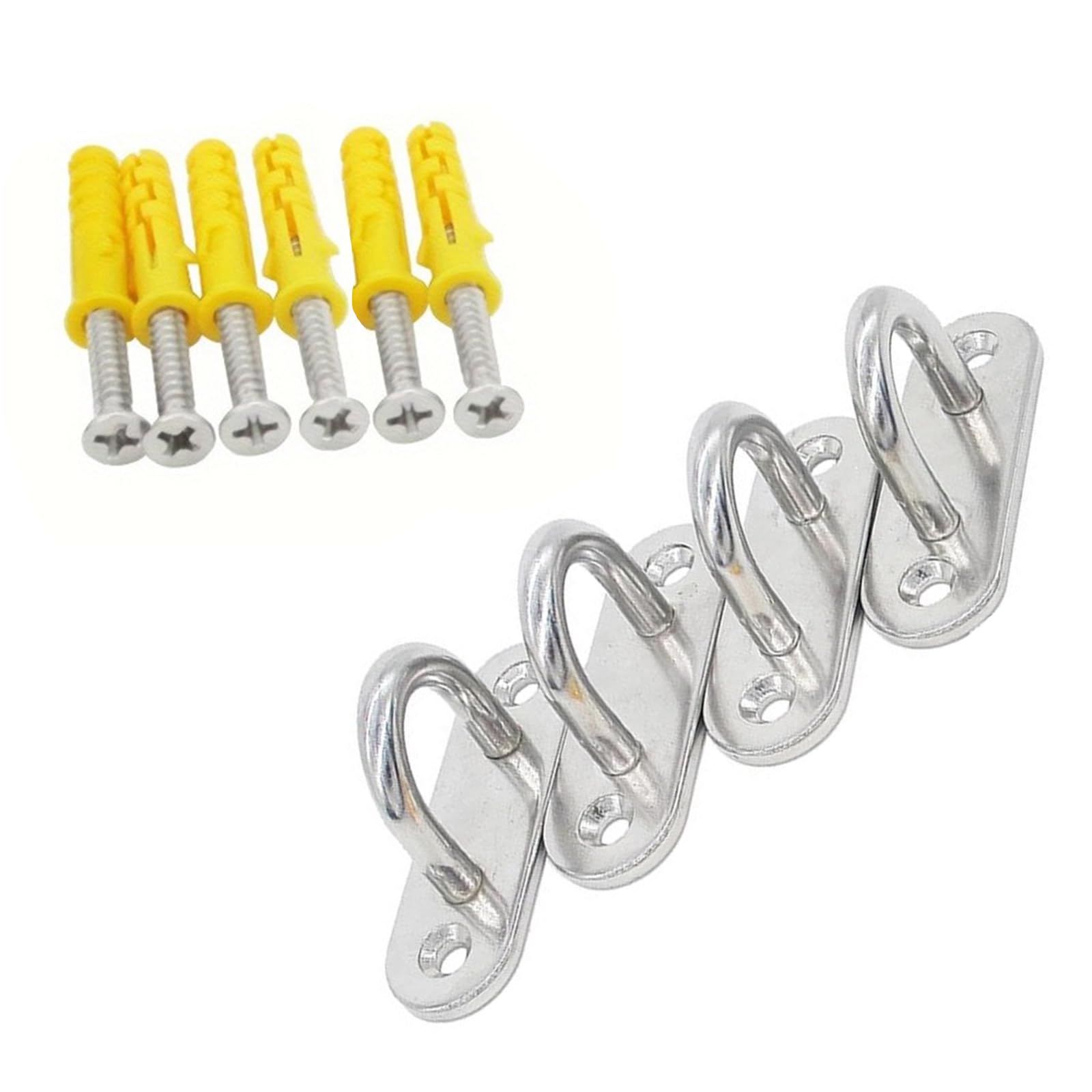 Shyyoulqe 5Mm 4Pcs Stainless Steels Pad Eye Plate Marine Hardware Hook Heavy Duty Ceiling Hook With Screws Staple Enduring Marine Hardware Accessories