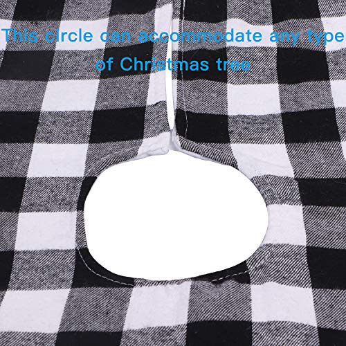 Ccboay Christmas Tree Skirt 48 Inch Large, Double Layer Black And White Plaid Buffalo With Felt Fabric Lining, Checked Tree Mat Xmas Holiday Party Decoration #TOP6