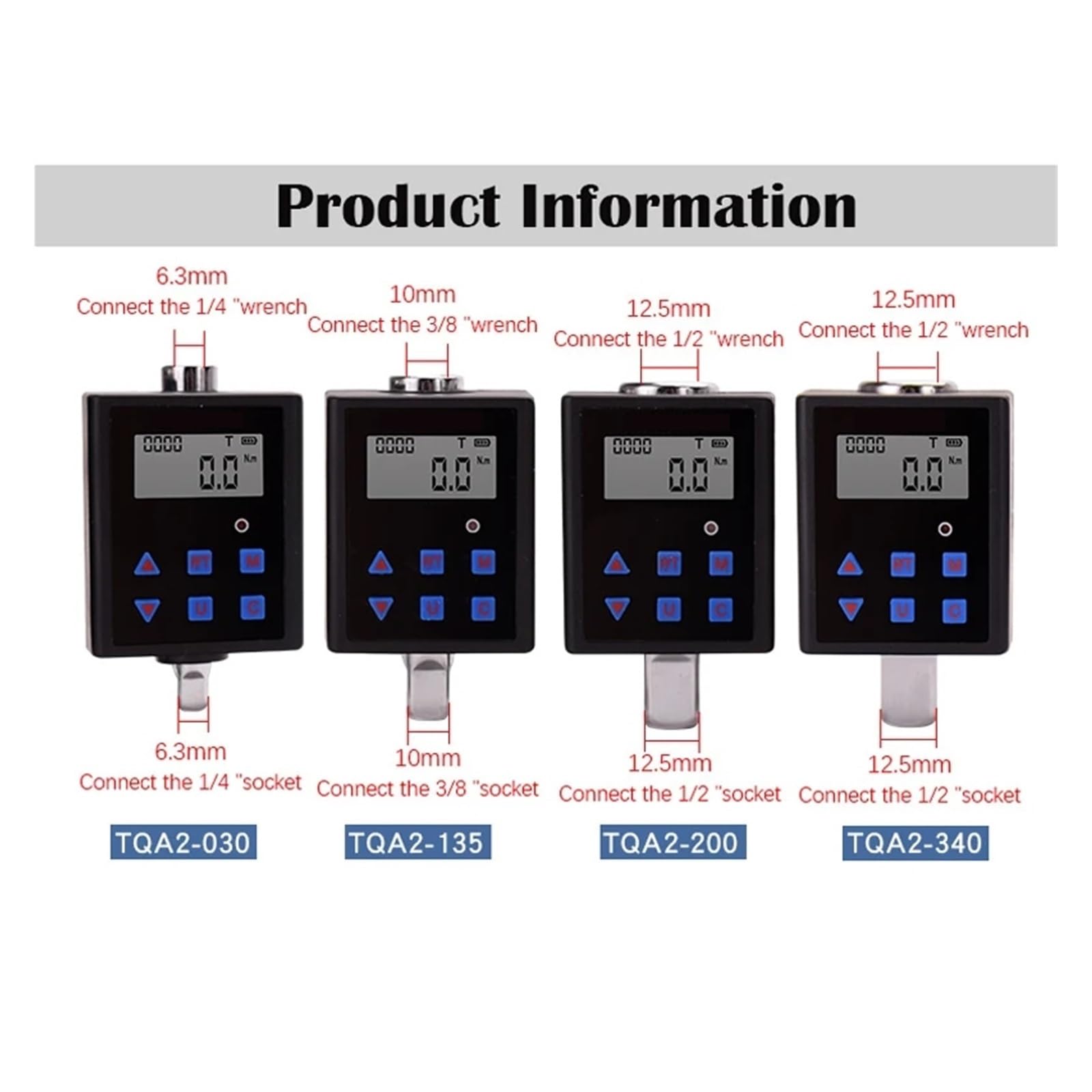 NURII Misuratore di Coppia Digitale, 0,3-340 NM Adattatore for misuratore di Coppia Regolabile Chiave dinamometrica Elettronica Professionale Strumenti di Riparazione universali (Size : 2-200)