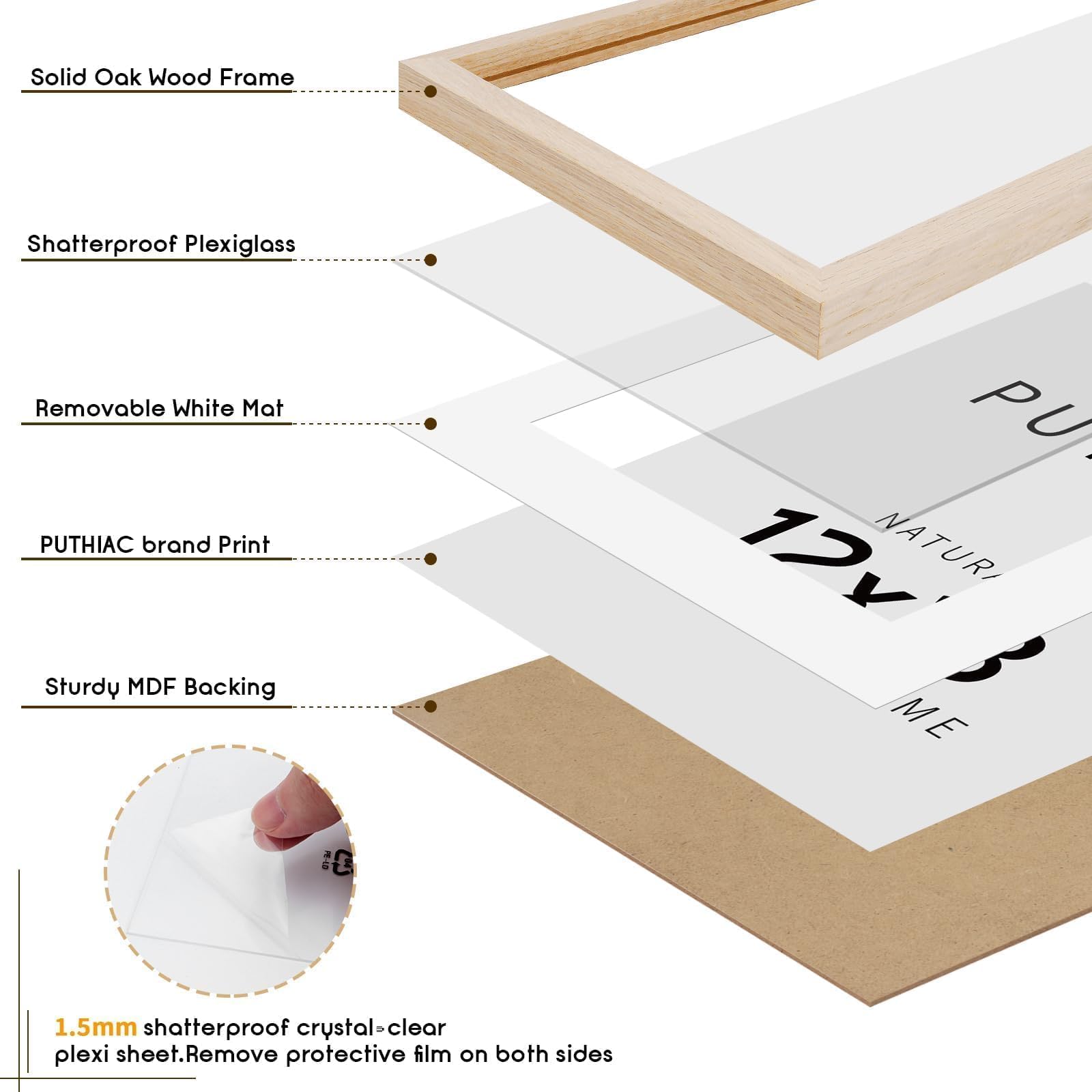 Amazon.com - puthiac 12x18 Solid Oak Wood Picture Frames, Natural
