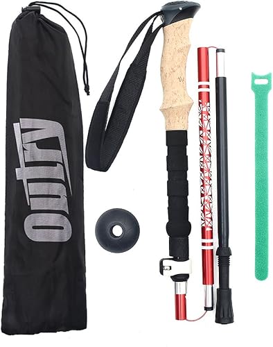 Miniatura 7 de OUTRY Bastón de senderismo plegable, bastón de senderismo para senderismo, campamento y mochileros, aleación de aluminio ultraligera 7050