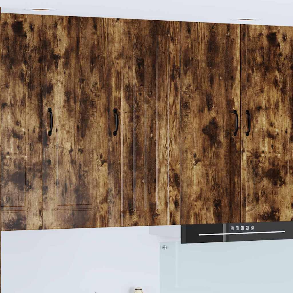 Armario de cocina de roble ahumado moderno aparador de madera maciza con 2 estantes de 40x31x100 cm