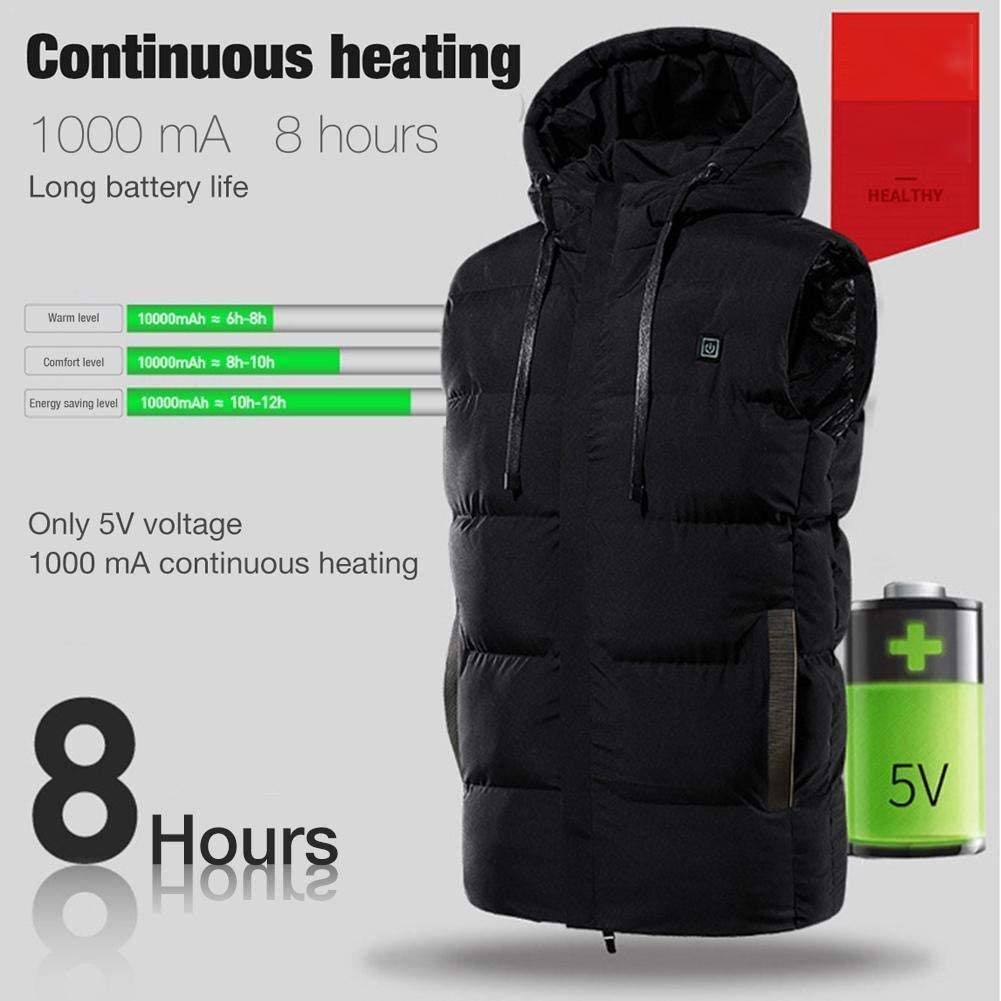 Kamizelka ogrzewana, 7 Ogrzewanie strefowe Outdoor Camping Piesze wycieczki Wędkarstwo Ciepłe zimowe ubrania męskie Elektryczny grzejnik USB Kurtka termiczna, niebieska, 5XL(Black,M)