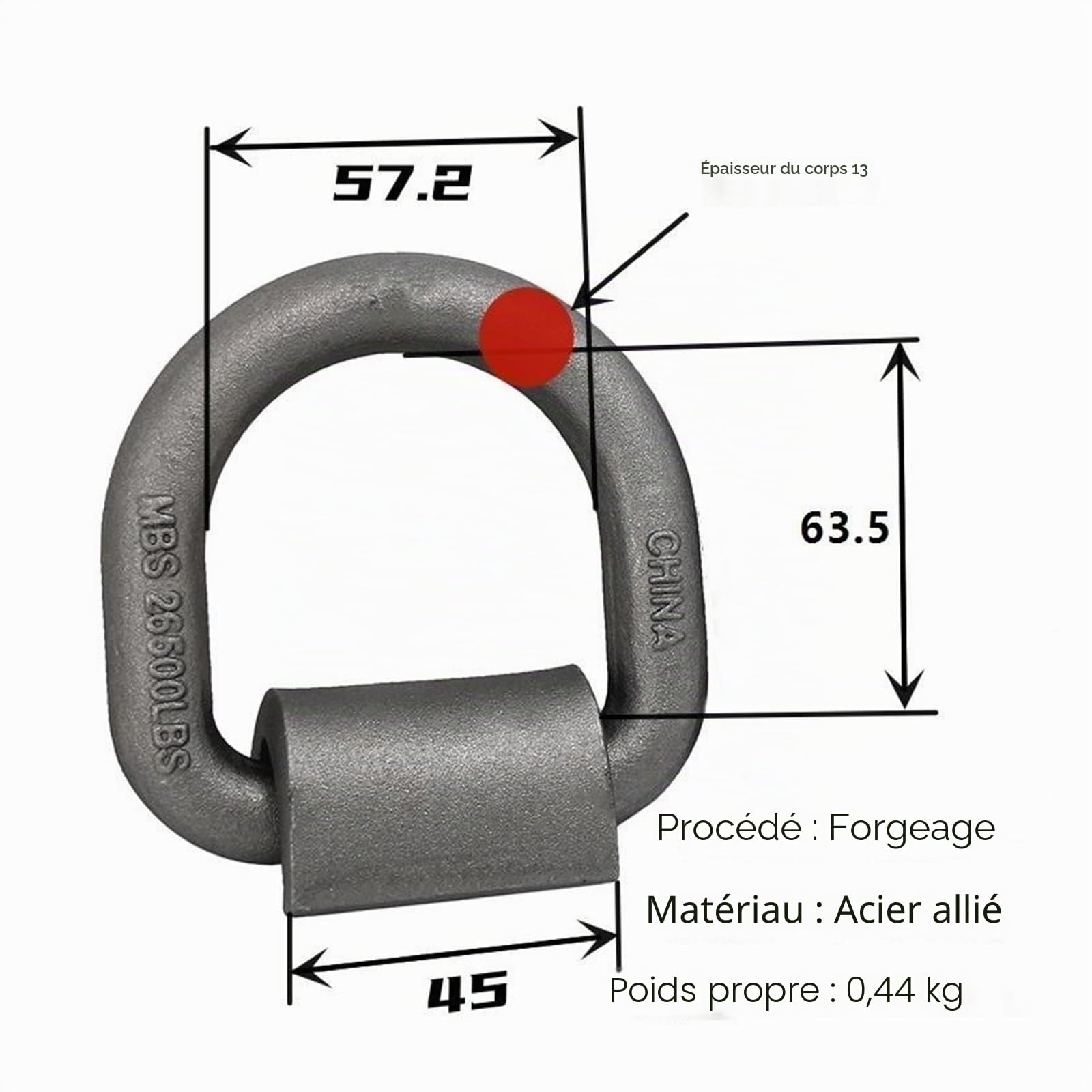 Anneau en D soudable de 1 à 20 tonnes, anneaux de levage forgés à haute résistance, point de levage, anneau de force d'arrimage robuste, anneau latéral, ancrage rabattable à souder(1/2inch)