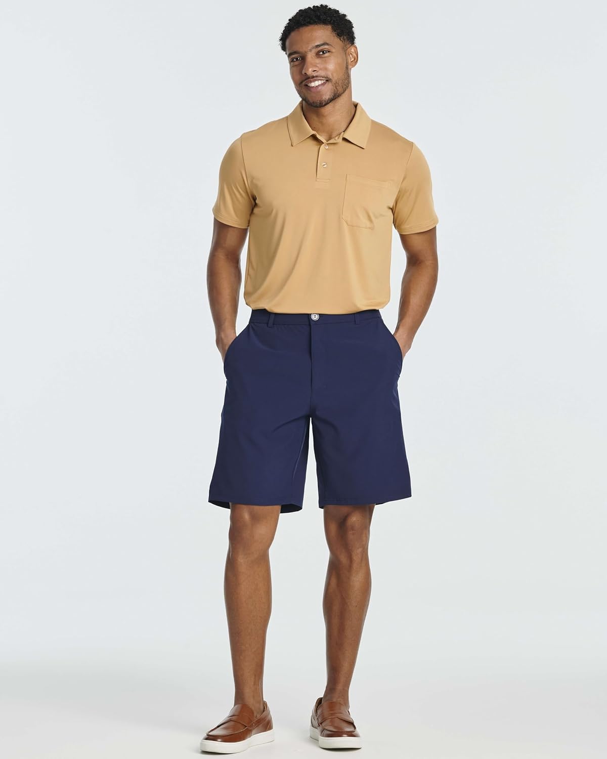 Real Essentials 3 Pack: Mens 9" Stretch Golf Shorts with Pockets - Flat Front Casual Work Dress Short for Men - Image 6