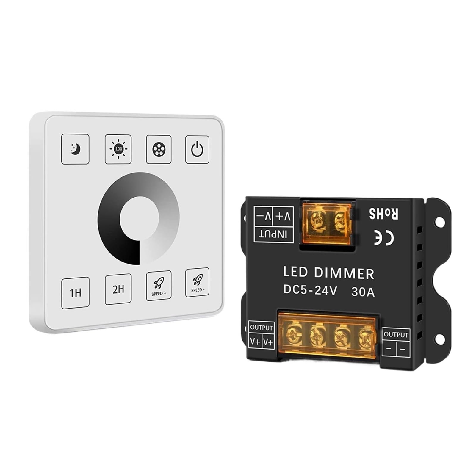 Gradateur à Panneau Tactile Mural pour Bande LED Monocolore DC5-24V