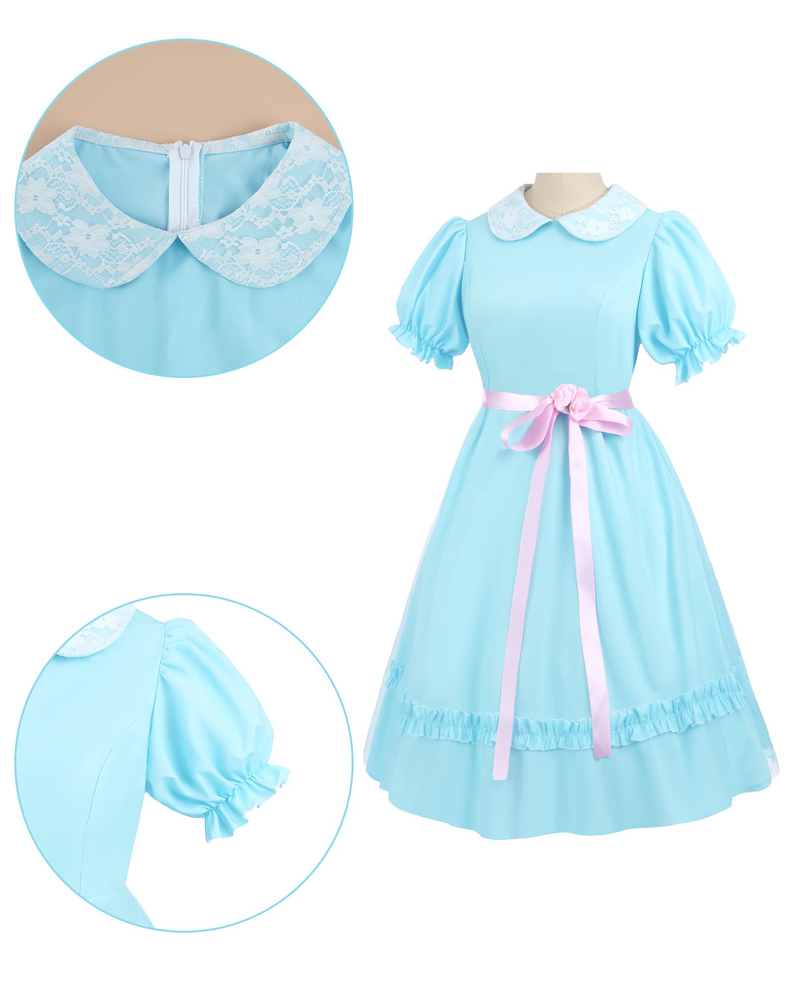 NSPSTT Twins Costume Adult Horror-Inspired Twin Sister Dress Scary Twins Sisters Cosplay for Halloween, Solid, M - Image 2