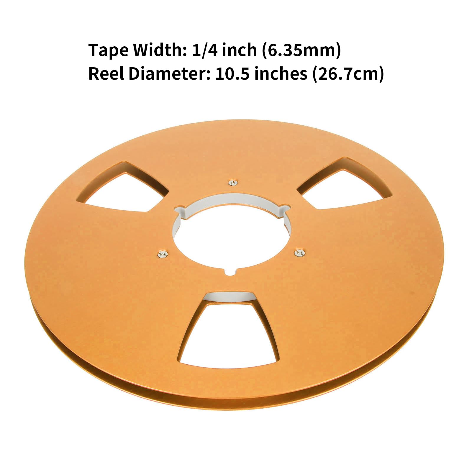 BORDSTRACT 10 Inch 1/4 Inch Tape Reel Open Reel,3 Wind Resistance Holes Empty Tape Reel for Recording Aluminum Alloy Take Up Reel for Professional Sound Durability(gold)