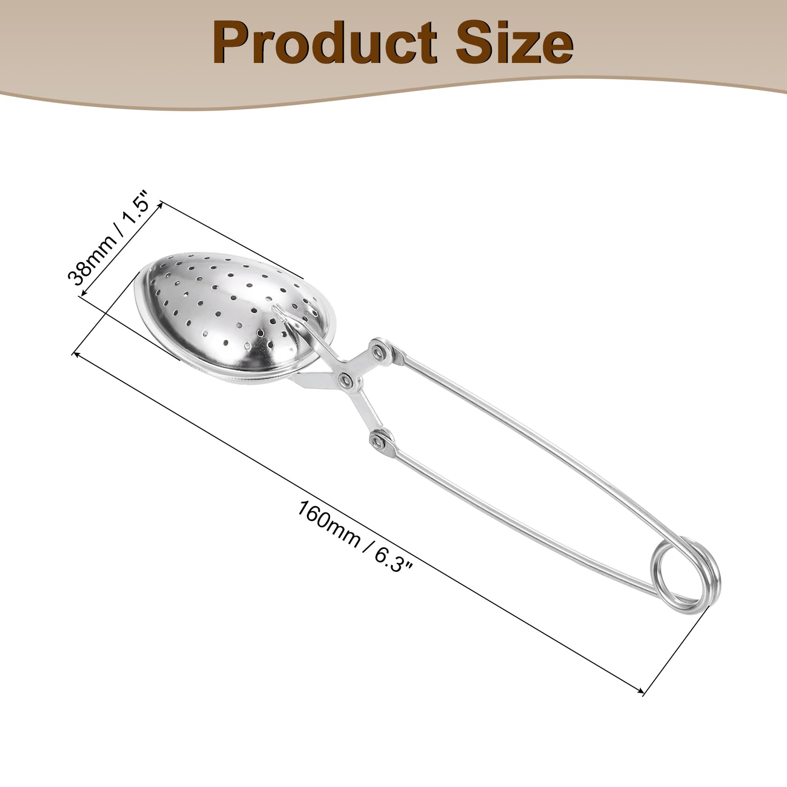 uxcell Egg Snap Tea Ball Infuser with Handle, Loose Tea Steeper, Stainless Steel Tea Strainer for Brew Loose Leaf Tea, Silver