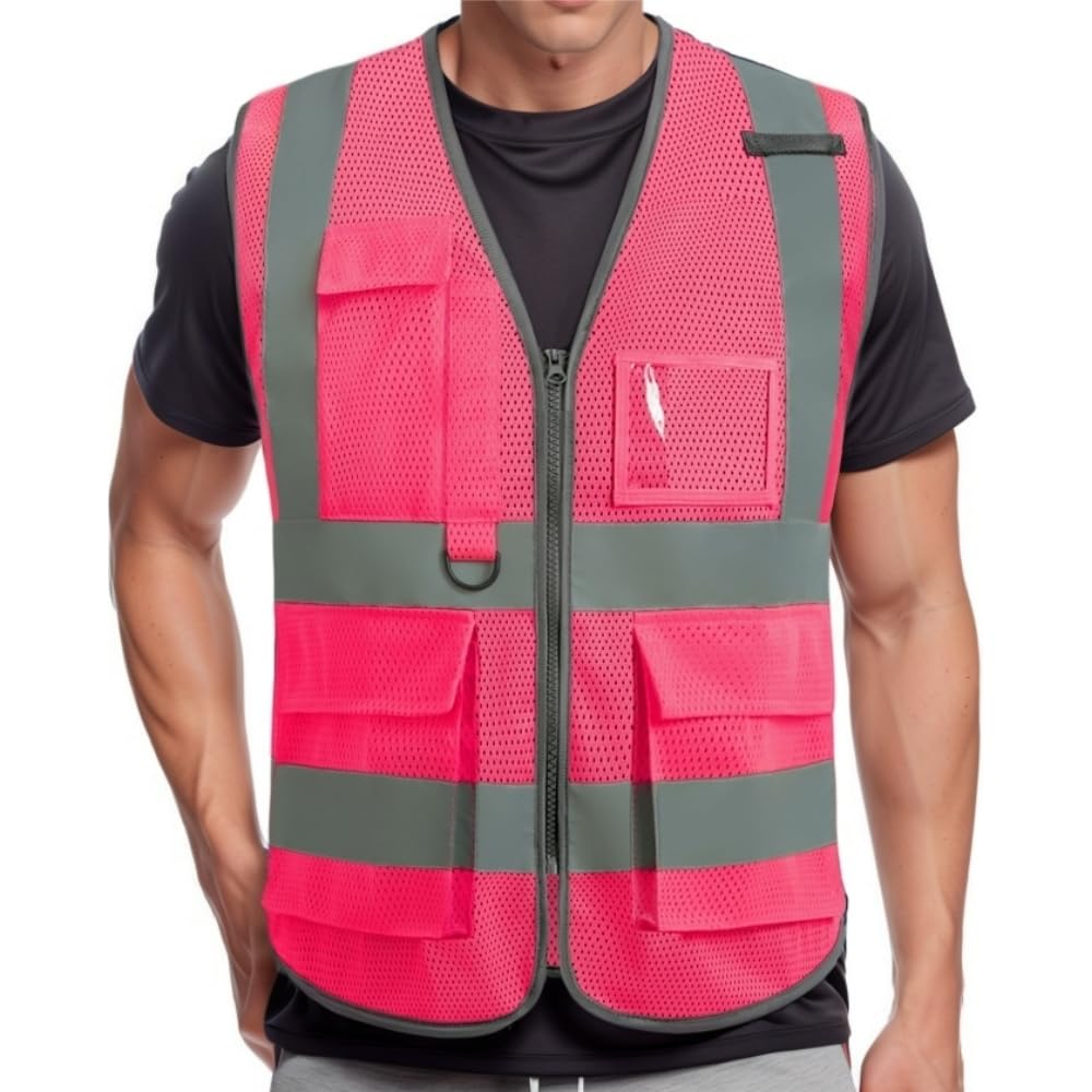 IDOU Hi Vis Reflective Safety Vest with High Visibility Strips for Road Crew & Outdoor