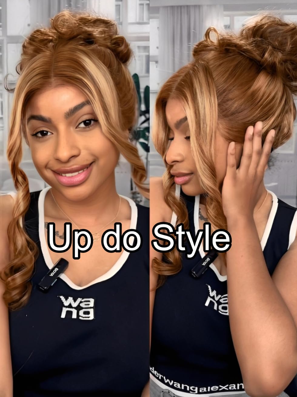 UNICE Honey Blonde Highlight Body Wave 7x5 Lace Front Wigs Human Hair Bye Bye Knots Glueless Drawstring Wig Human Hair Pre Plucked Pre Cut Natural Hairline Put on and Go 20 inch