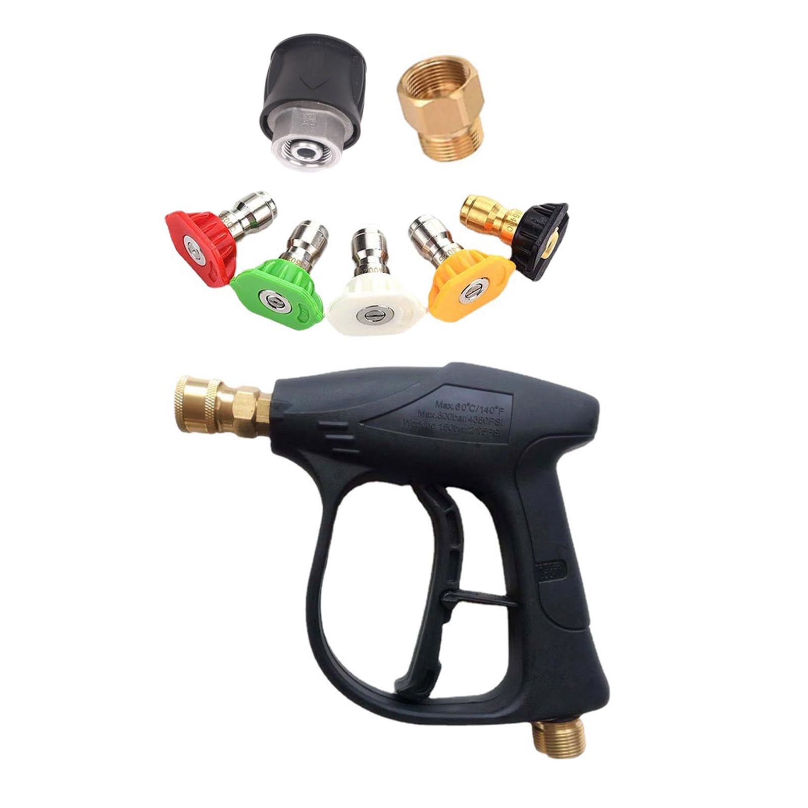 4350PSI Herramientas de limpieza Hidrolimpiadora de alta presión con pistola de espuma de 1/4 pulgadas Conexión rápida Accesorios de lavado