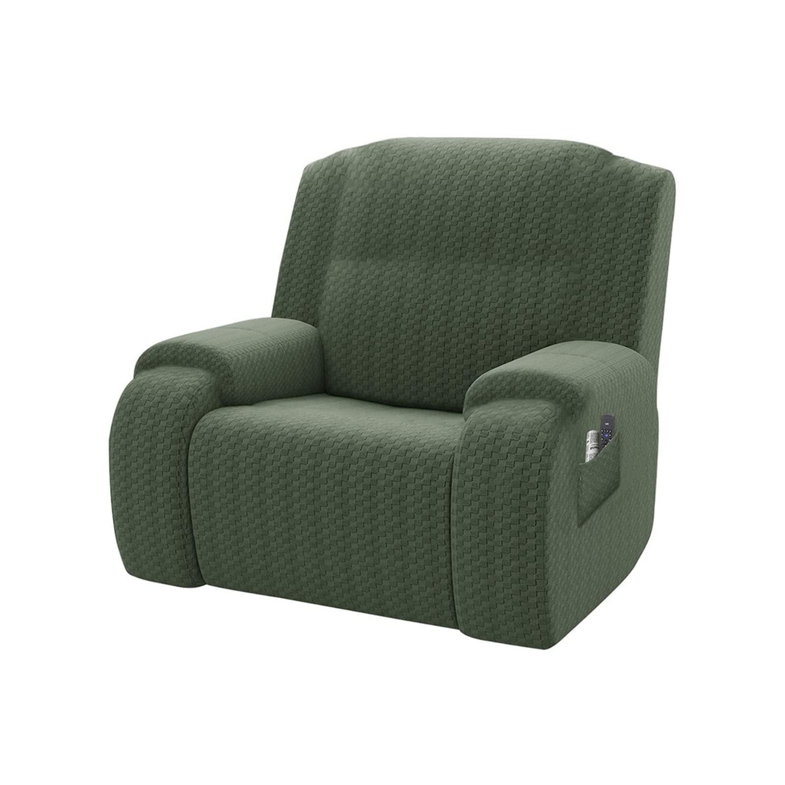 HUANXA Oversized Stretch Sofa Slipcover for Manual Electric Recliner Chair Cover, 4 PCS Recliner Cover Non-slip Soft Reclining Furniture Protector -Army Green